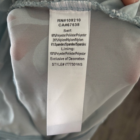 Windsor Flocked Floral Mesh Long Sleeve Corset Sky Blue Top NWOT - Picture 10 of 10